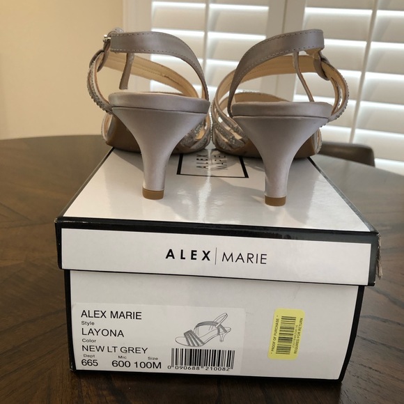ALEX MARIE Layona Strappy Rhinestone Kitten Heels Sz. 10M Silver/Lt Grey ❤️ - Picture 4 of 10